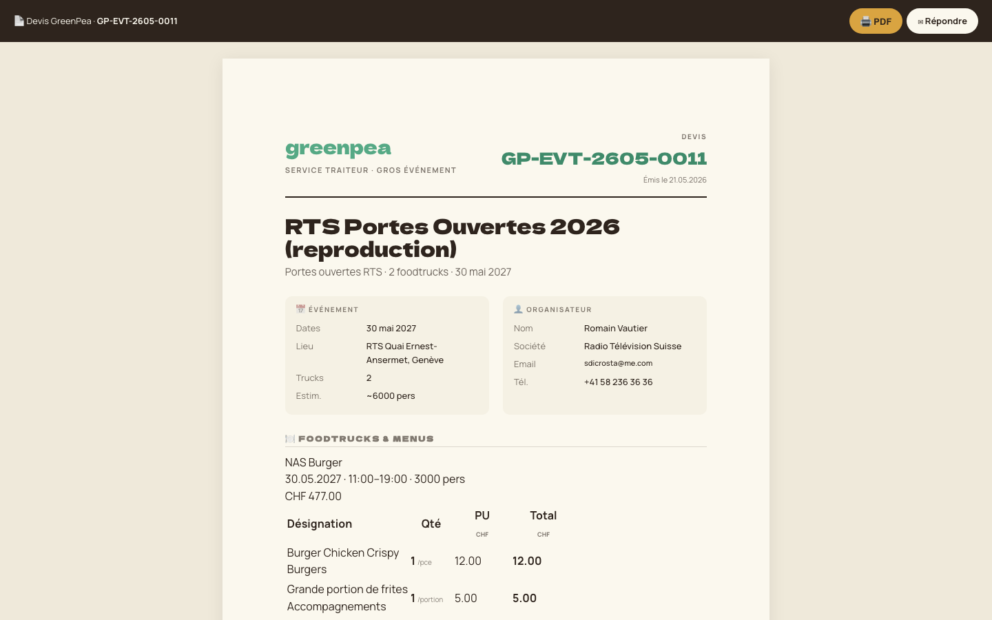 Page client mon-evenement avec devis prêt à signer